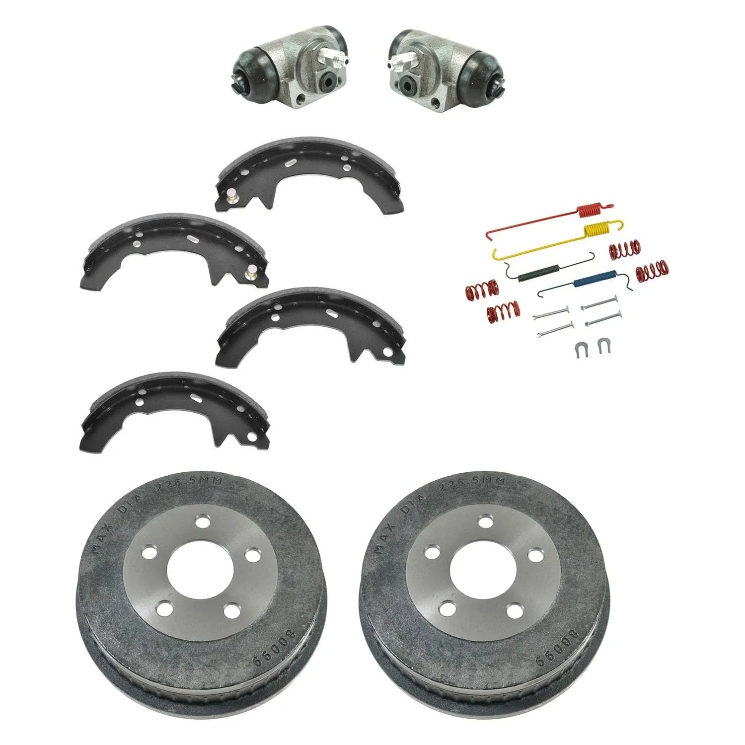 Rear Brake Drums Shoes Hardware &amp; Wheel Cylinders Set For 2001-2007 Ford Mercury