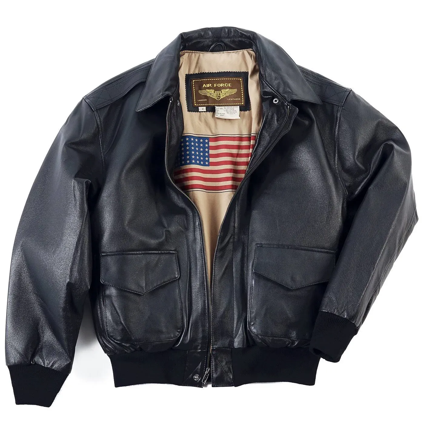 Landing Leathers Men Air Force A-2 Leather Flight Bomber Jacket (Also available in Big & Tall)