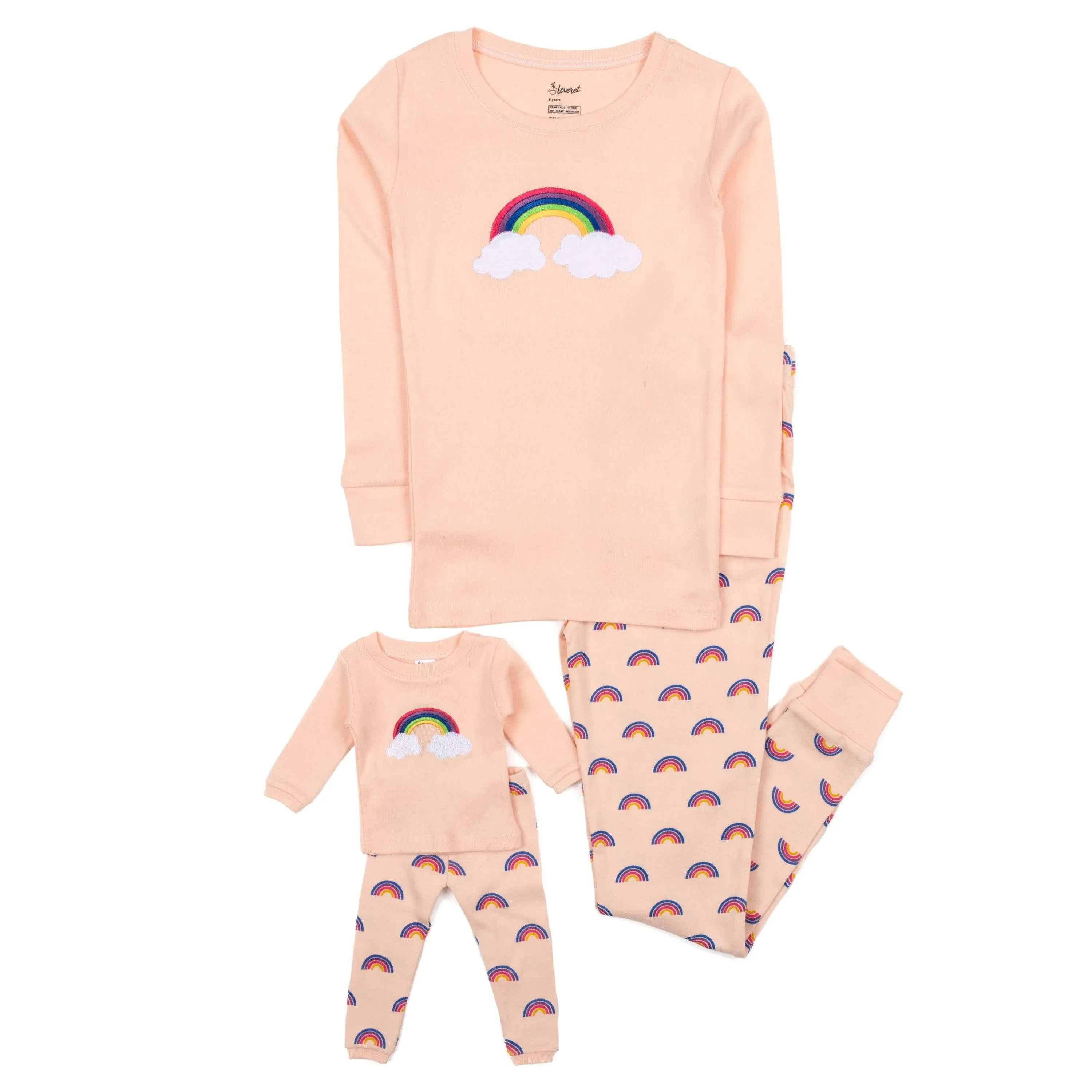 Leveret Matching Girl and Doll Cotton Retro Rainbow Pajamas