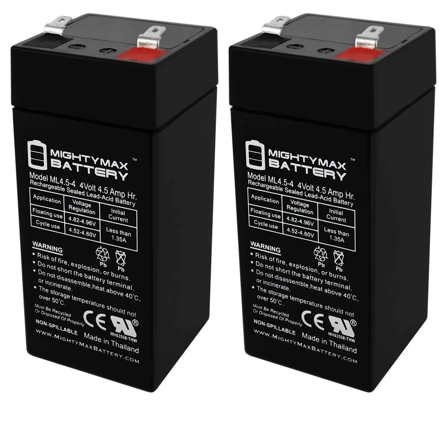 4 Volt 4.5 Ah Battery for Zareba 2 Mile Fence Solar Charger - 2 Pack