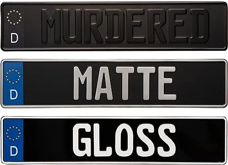 Black Custom German European License Plate Authentic Embossed Aluminum Plates ...