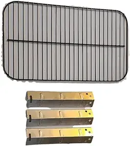 Set of Porcelain Cooking Grid and 3 x Stainless Steel Heat Plates for Walmart Expert Grill 3 Burner XG10-101-002-02 Model, Expert Grill Replacement Parts 3 Burner, Expert Grill Parts