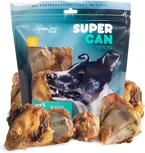 SUPER CAN BULLYSTICKS Beef Knee Cap Bones for Dogs (5 Count) - 100% Natural Long Lasting Dog Bones for Small Medium Large - Bones for Aggressive Chewers - Dental Bones for Dogs