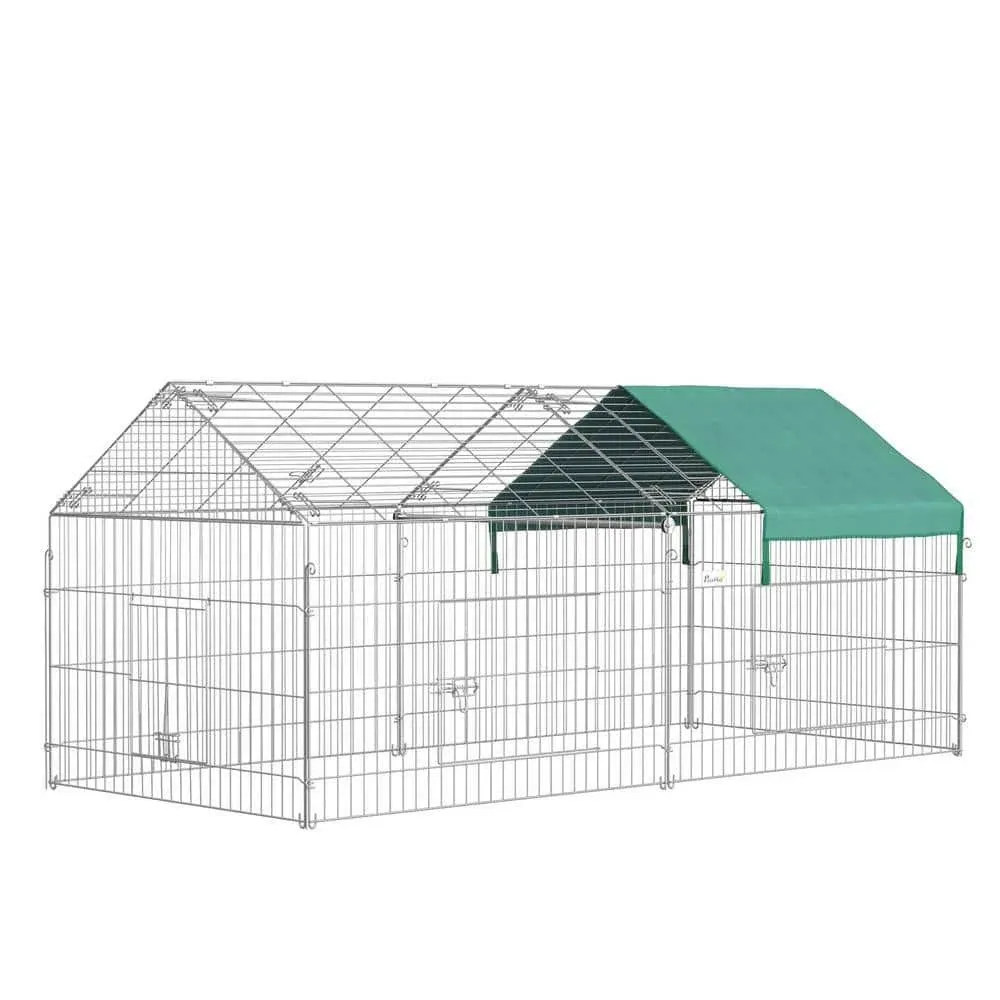 212 Main D51-077V01GN PawHut 87 in. x 41 in. Outdoor Metal Pet Enclosure Small Animal Playpen, Green