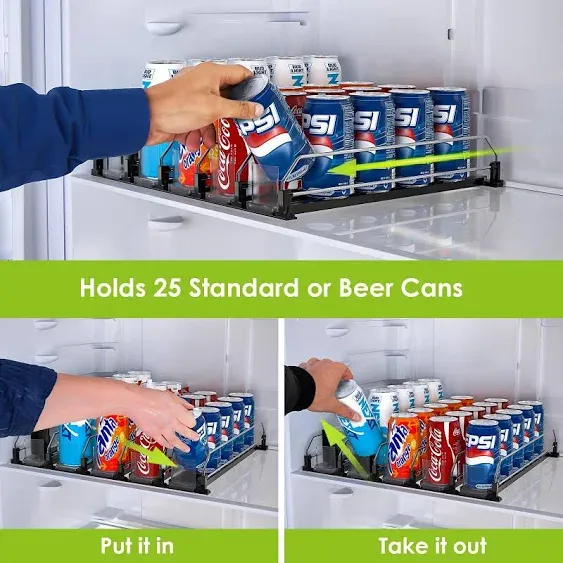 Feverdes Soda Can Dispenser for Refrigerator,Self-Pushing Drink Organizer for Fridge