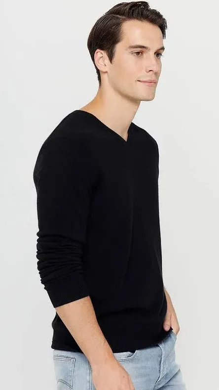 State Cashmere Men's Essential V-Neck Sweater 100% Pure Cashmere Classic Long Sleeve Pullover