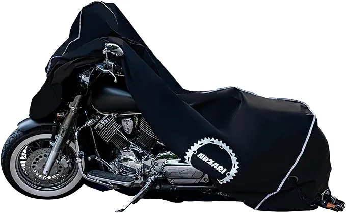 Premium Heavy Duty Outdoor Motorcycle Cover. Waterproof All Season Pol