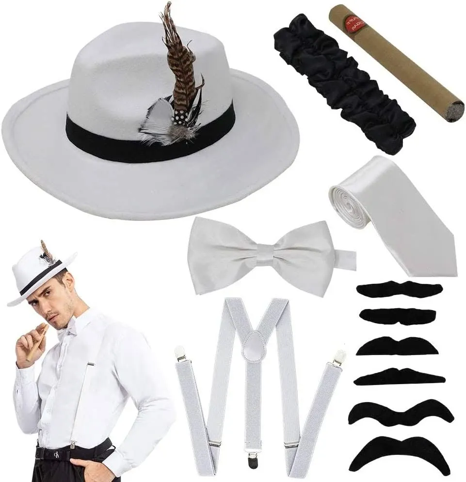 1920S Manhattan Mens Costume Accessories Gatsby Gangster Retro Set