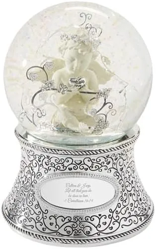 THINGS REMEMBERED Personalized Engraved Religious Made with Love Cherub Musical Snow Globe, Plays Pachelbel's Canon Music, Beautiful and Unique Gift (Free Customization)