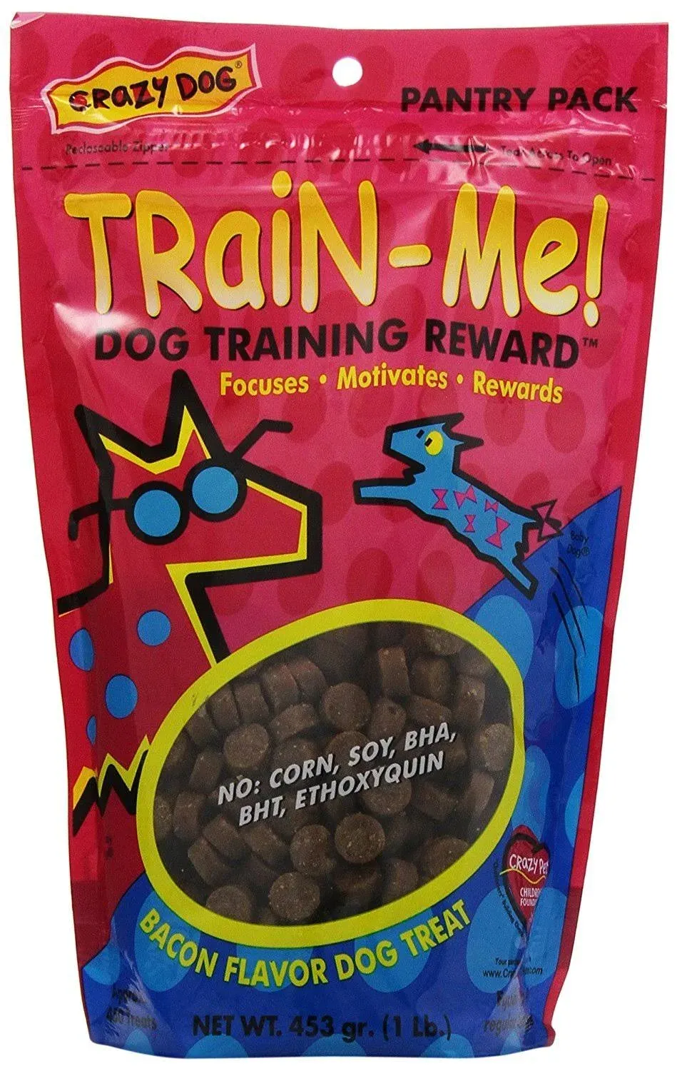 Crazy Dog Train-Me! Training Reward Dog Treats 16 Oz., Bacon Regular