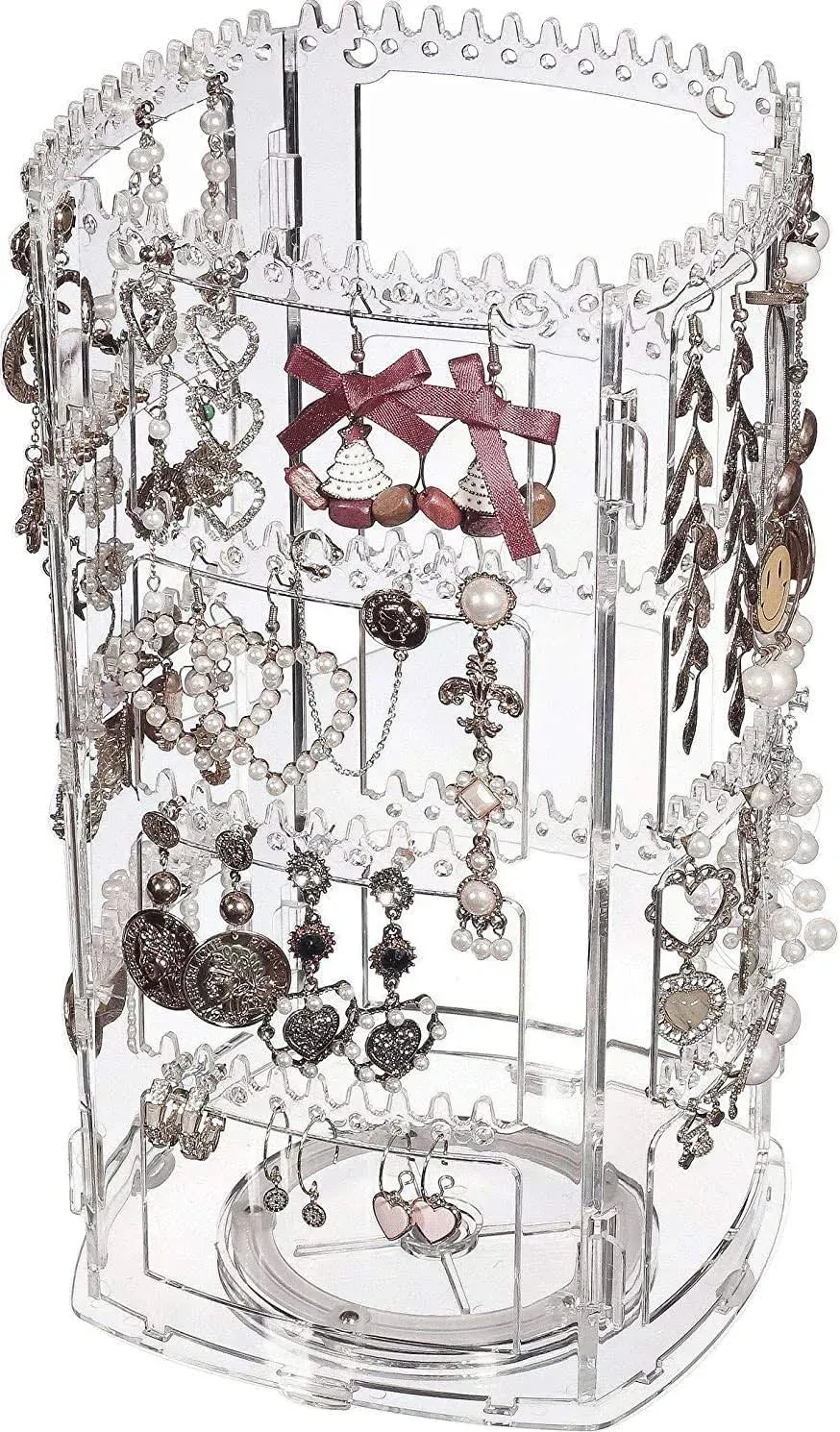 360 Rotating Dangle Earinging Rack Necklace Bracelet Carousel Tree Towers