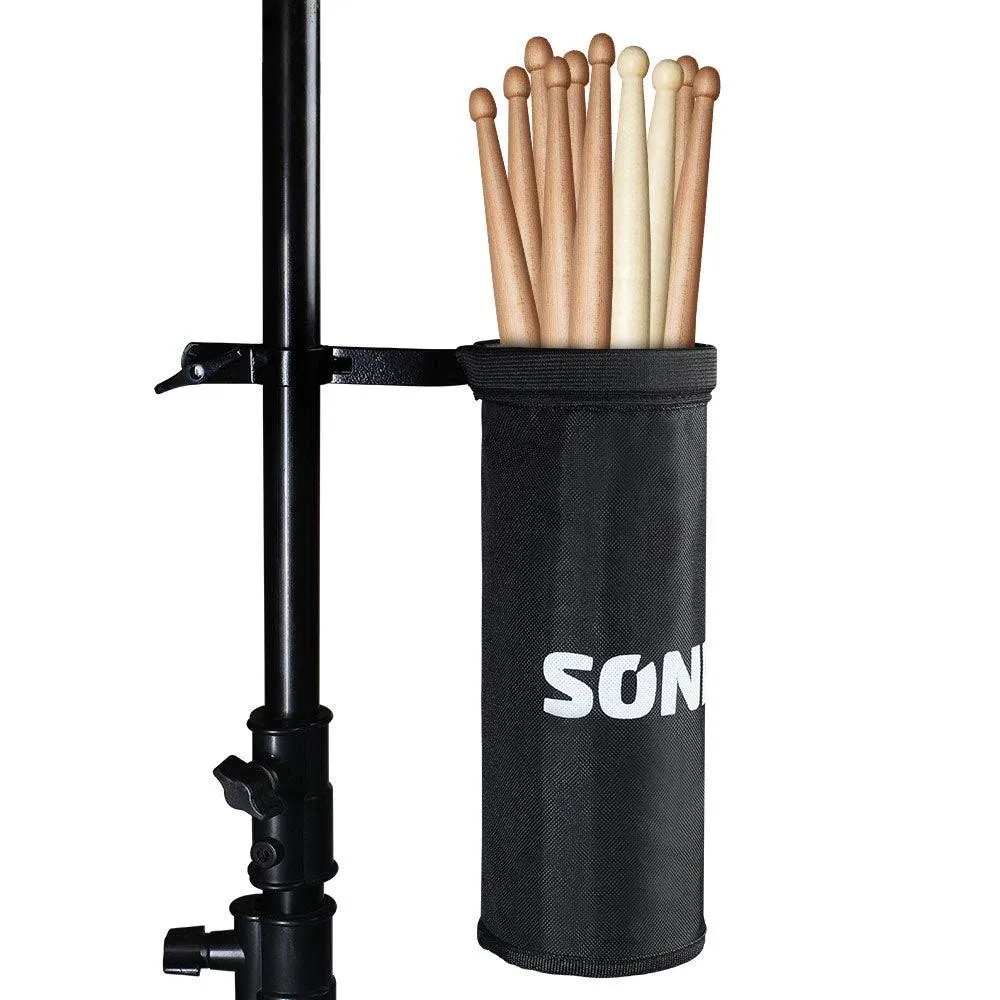 SONICAKE Drumstick Holder Adjustable Nylon Drumstick Bag Clamp-On Lockable ...