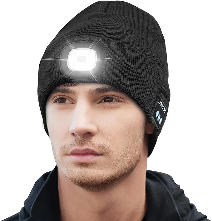 Bluetooth Beanie With Light, Musical Knit Hat With Headphones And