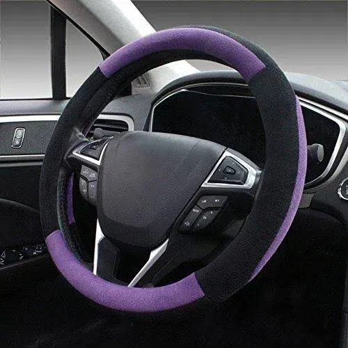 SEG Direct Purple Plush Winter Auto Car Steering Wheel Cover Universal 15 inch