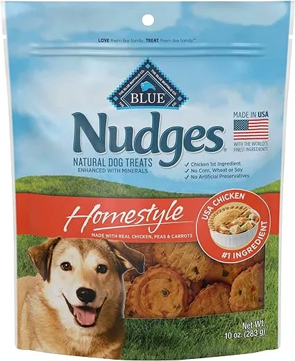 Blue Buffalo Nudges Homestyle Natural Dog Treats, Chicken, 10oz Bag