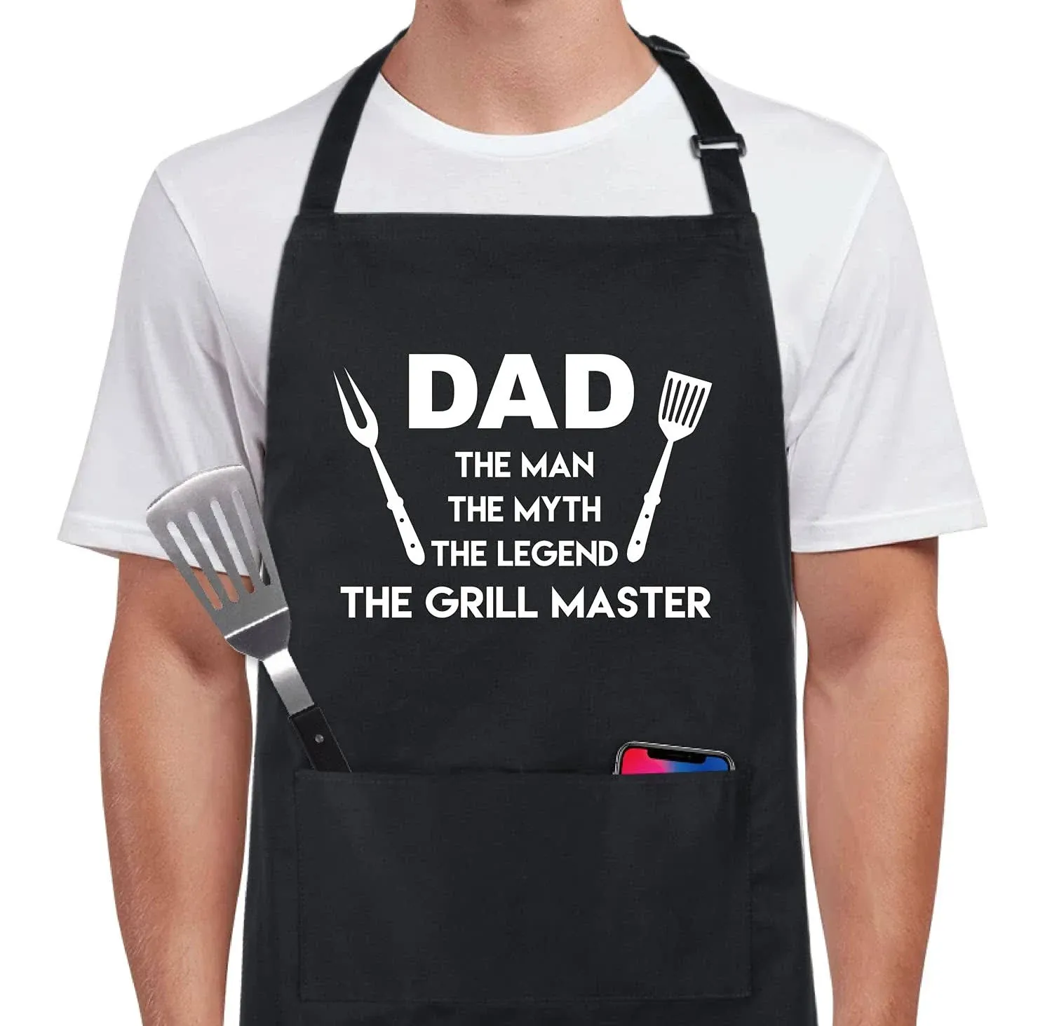 100% Cotton Funny Aprons Grill Master with 2 Pockets BBQ Grilling Adjustable ...