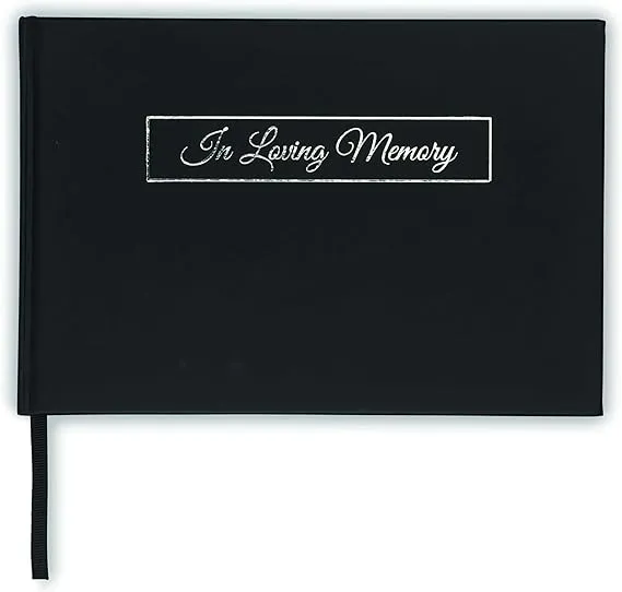 Samsill in Loving Memory Guest Book, Black with Silver Foil Lettering, 9 x 6 inches, Celebration of Life, Receptions, Funerals, 120 Pages Signature Lines for Guests