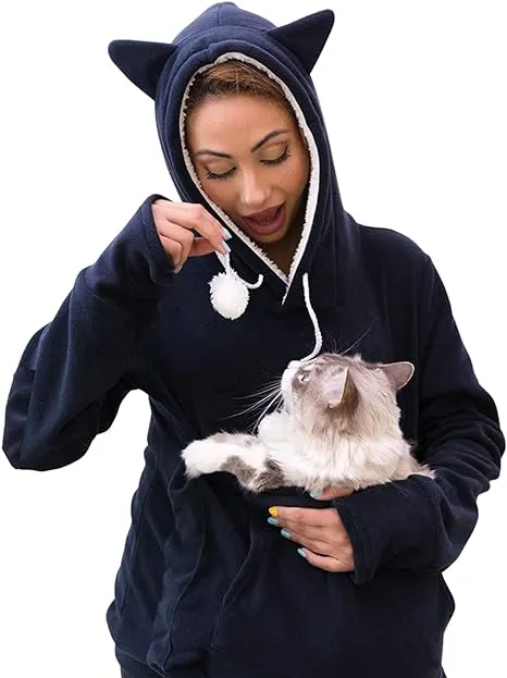 Purrfect Pouch KangaKitty Cat Pouch Hoodie with Ears Cat Sweatshirt or Small Dog ...