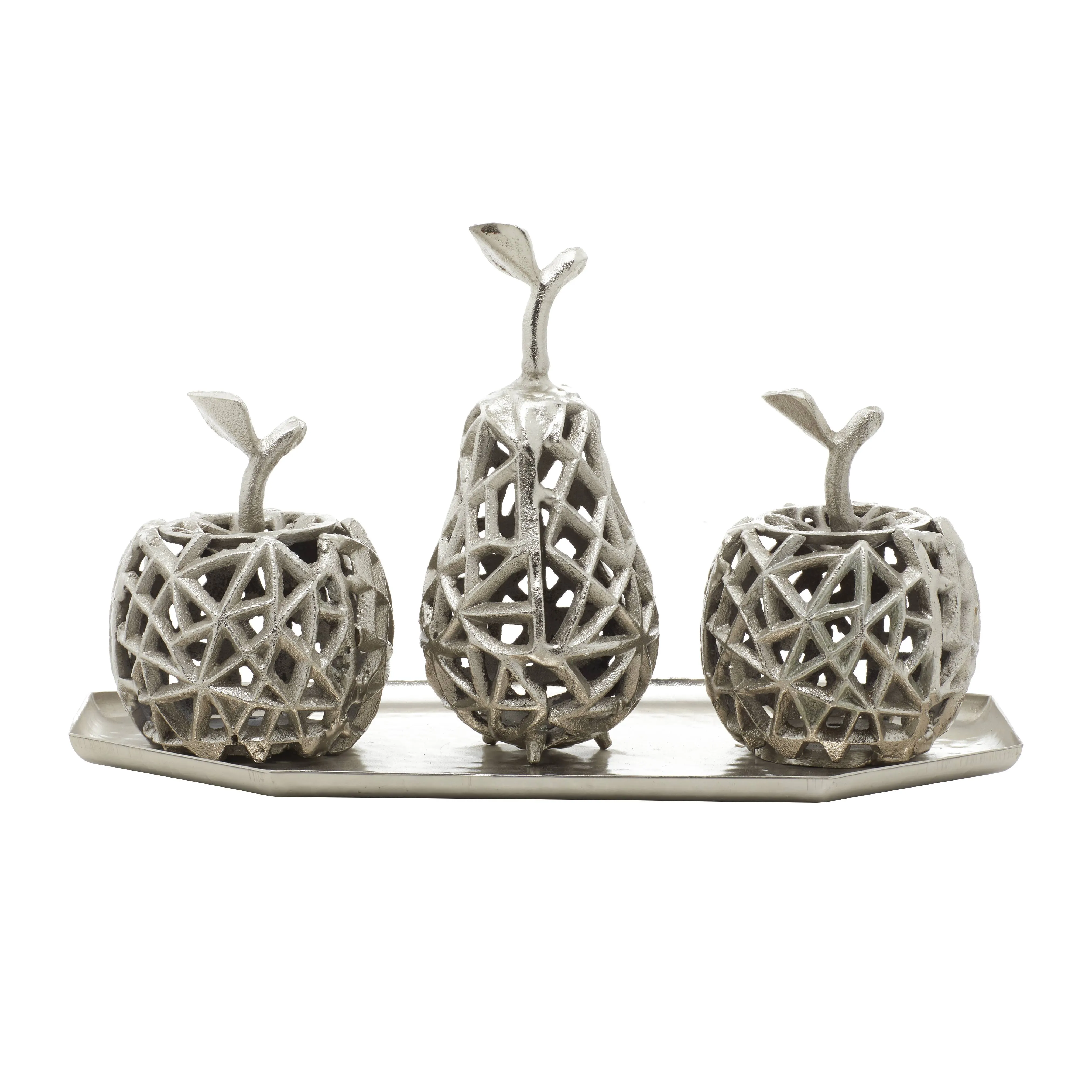 Juniper + Ivory 8 In. x 14 In. Contemporary Decorative Fruit with Tray Silver Aluminum - Juniper + Ivory 74327