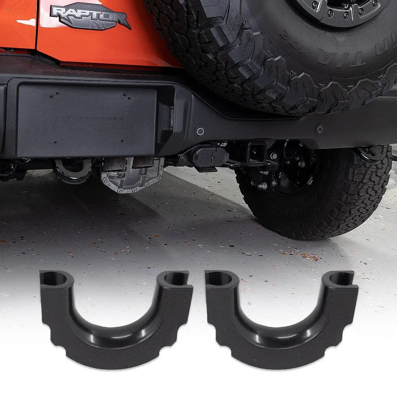 Ford Bronco Rear Bumper Black TPE Tow Loop Cover Pair by IAG I-Line