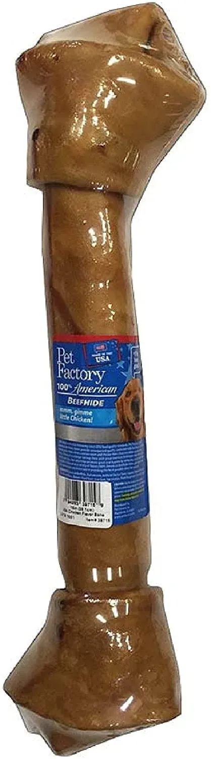 Pet Factory 100% Made in USA Beefhide 15&#034; Knotted Bone 1 Count (Pack of 1) 