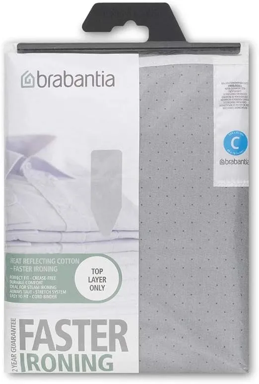 Brabantia Ironing Board Cover 53 x 18 Inch (Size D, Extra Large) Silver Metallic