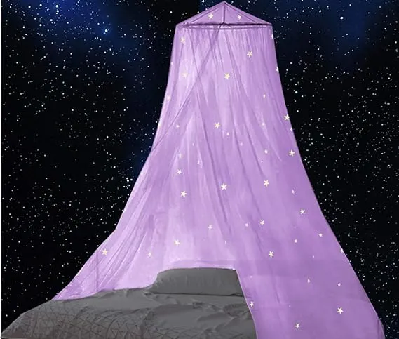 BCBYou Bed Canopy Mosquito Net with Fluorescent Stars Glow in Dark for Baby K...