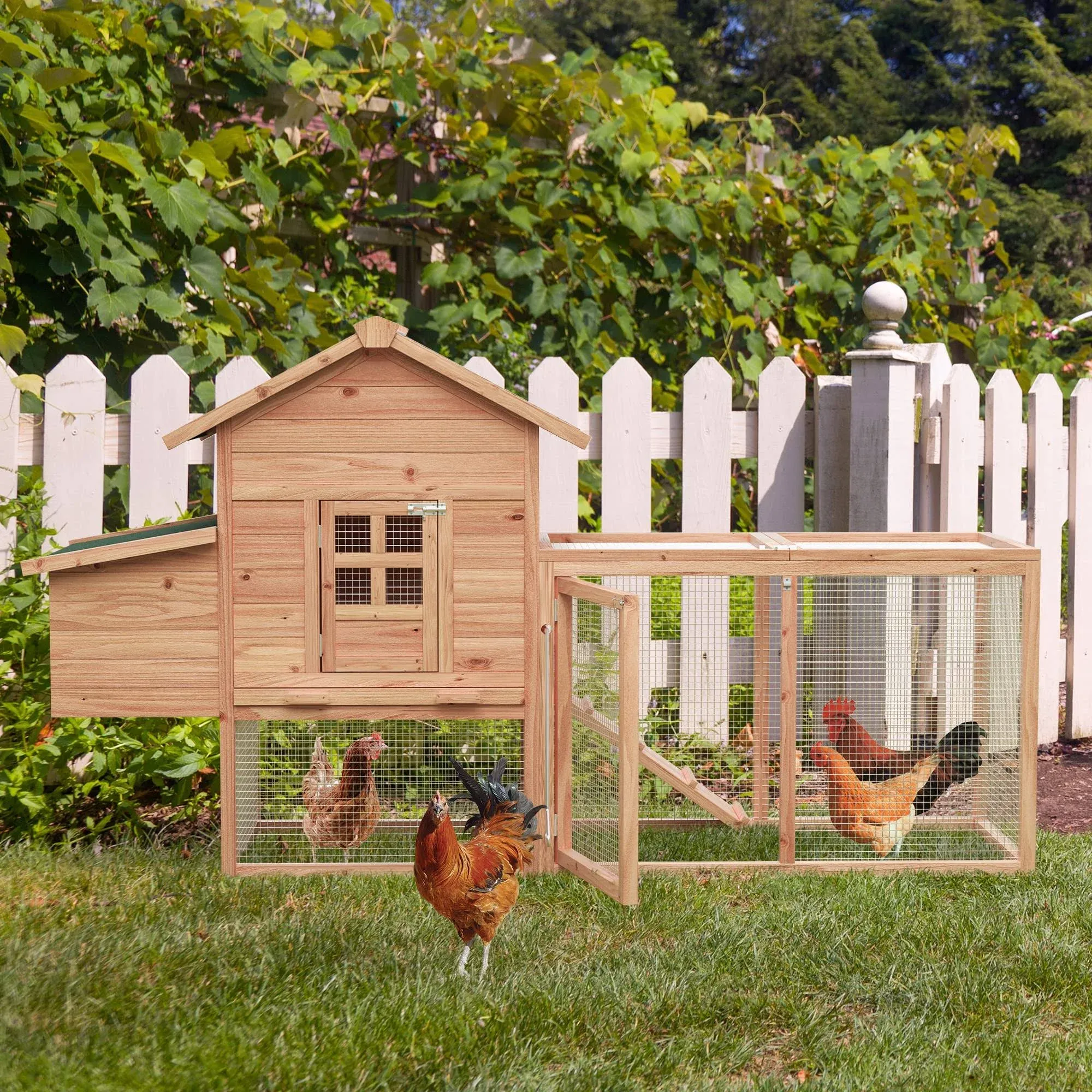 Morngardo Chicken Coop for 2-4 Chickens Wooden Outdoor Poultry Cage Rabbit Hutch ...