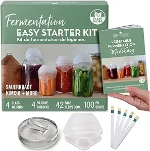 Fermentation Kit | Recipe Book Kimchi + Sauerkraut | Glass Weights | Airlocks ...