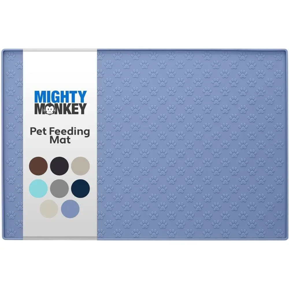 Mighty Monkey Silicone Pet Feeding Mat, Waterproof Placemat for Dog and Cat Bowls ...