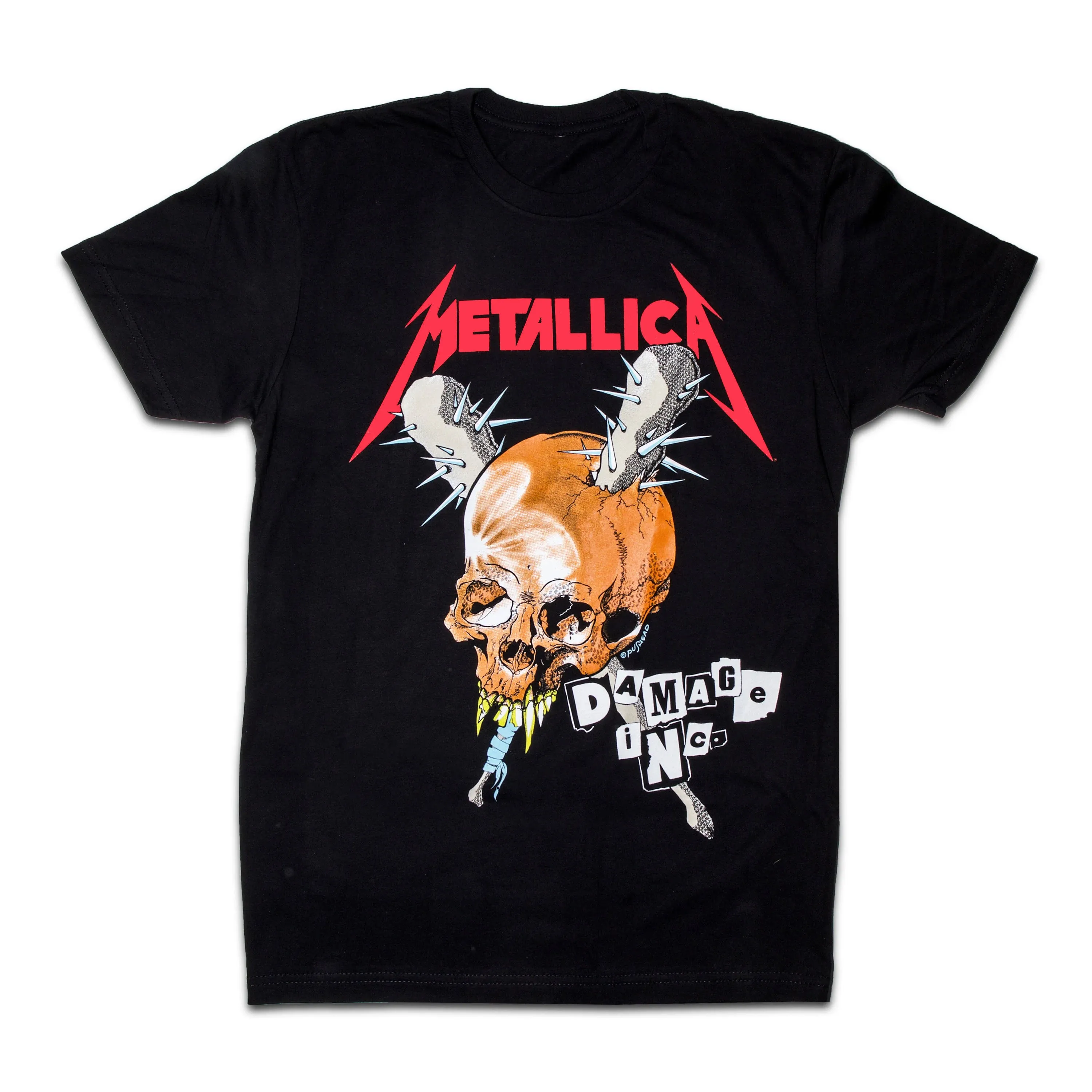 Metallica Damage Inc T-Shirt, Metallica Skull  Rock N Roll Band Skull Tee