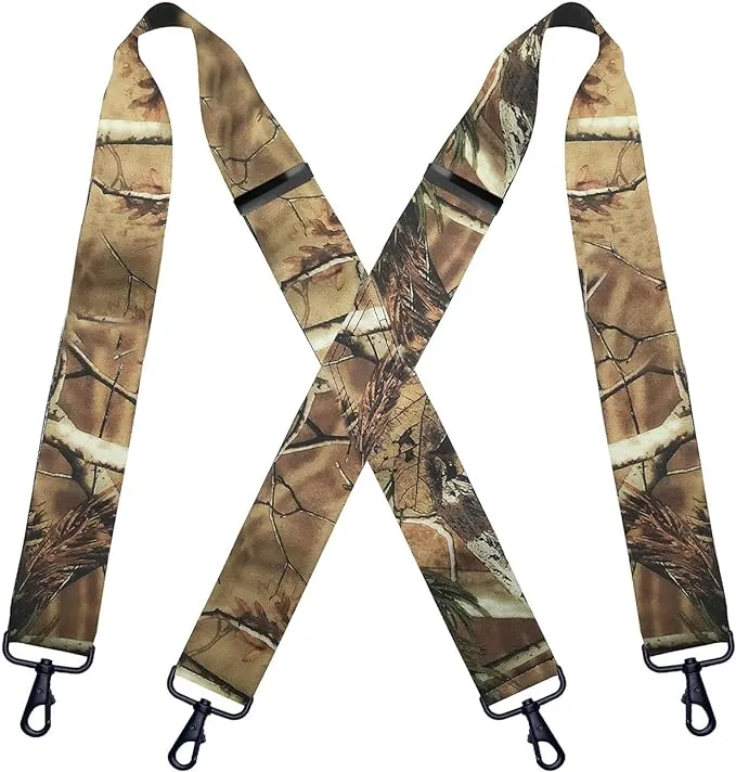 Camo Suspenders for Men Heavy Duty Clips Hunting Camoflauge Elastic Braces