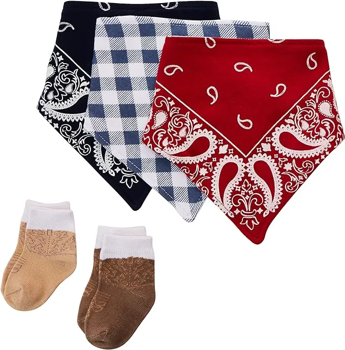 Hudson Baby Cowboy Bib and Sock Set