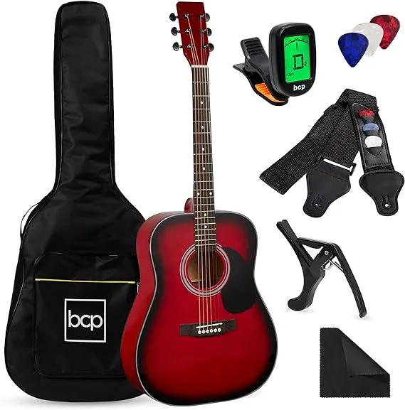 Best Choice Products 41in Full Size All-Wood Acoustic Guitar Starter Kit w/Gig ...