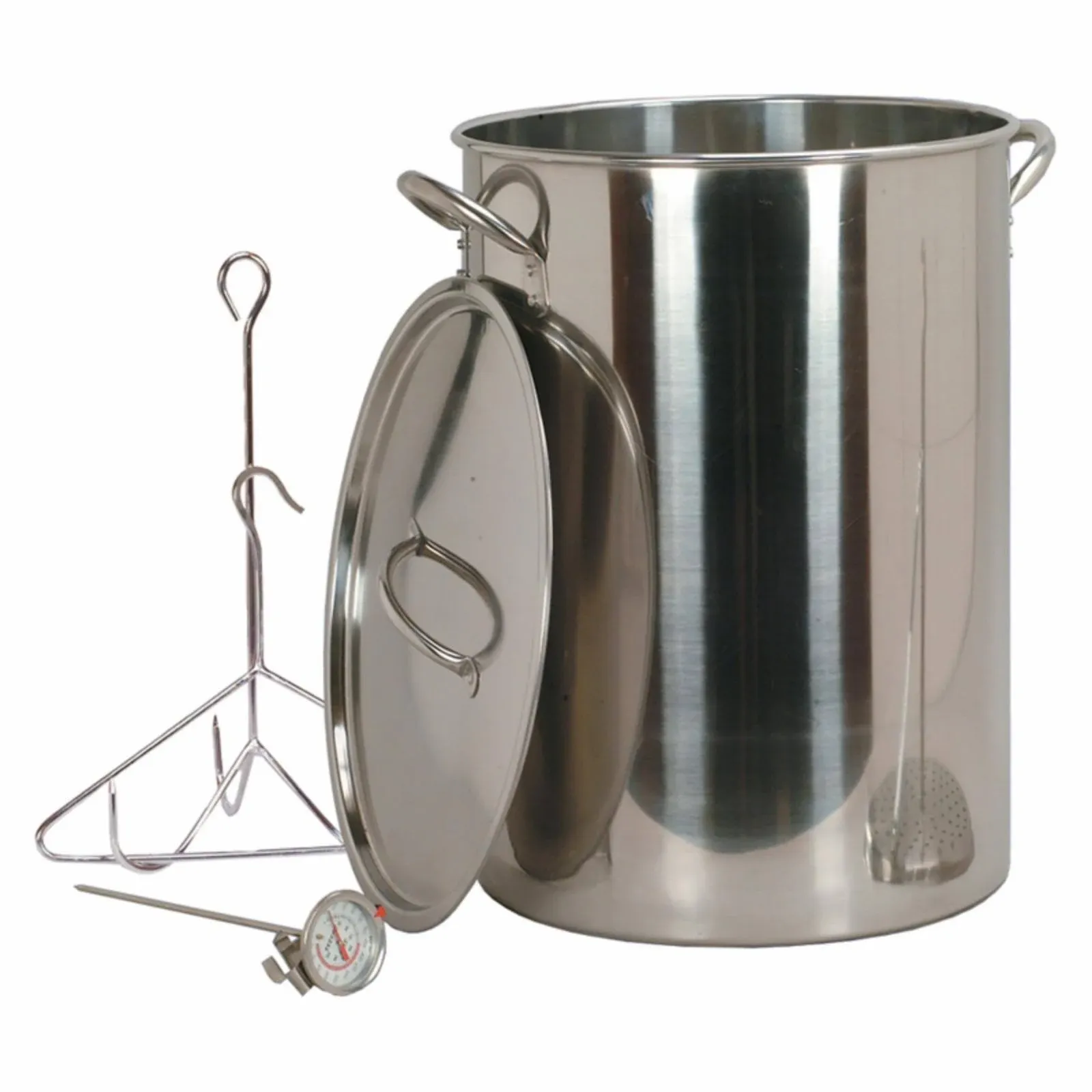 30 qt. Stainless Steel Turkey Pot with Lid Lifting Rack and Hook Deep Fry