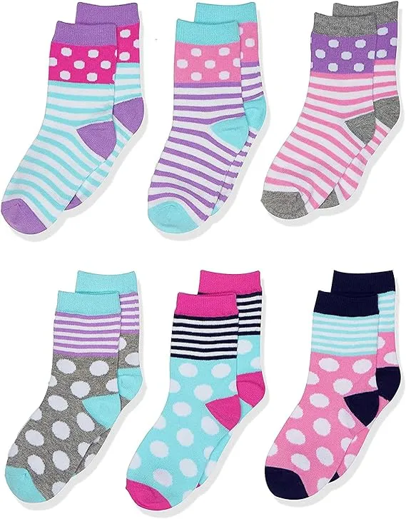 Jefferies Socks Dots/stripes Fashion Cotton Crew Socks 6 Pair Pack Sockshosiery