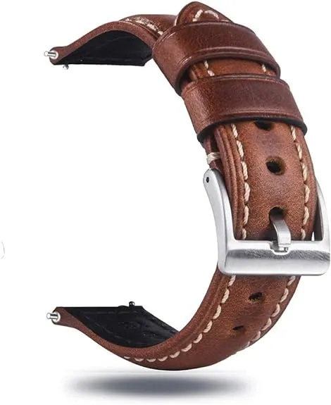 Quick Release Retro Leather Watch Band,Vintage Oil-tanned Pull-up Leather Strap Replacement,Choice of Width-18mm 20mm 22mm 24mm or 26mm