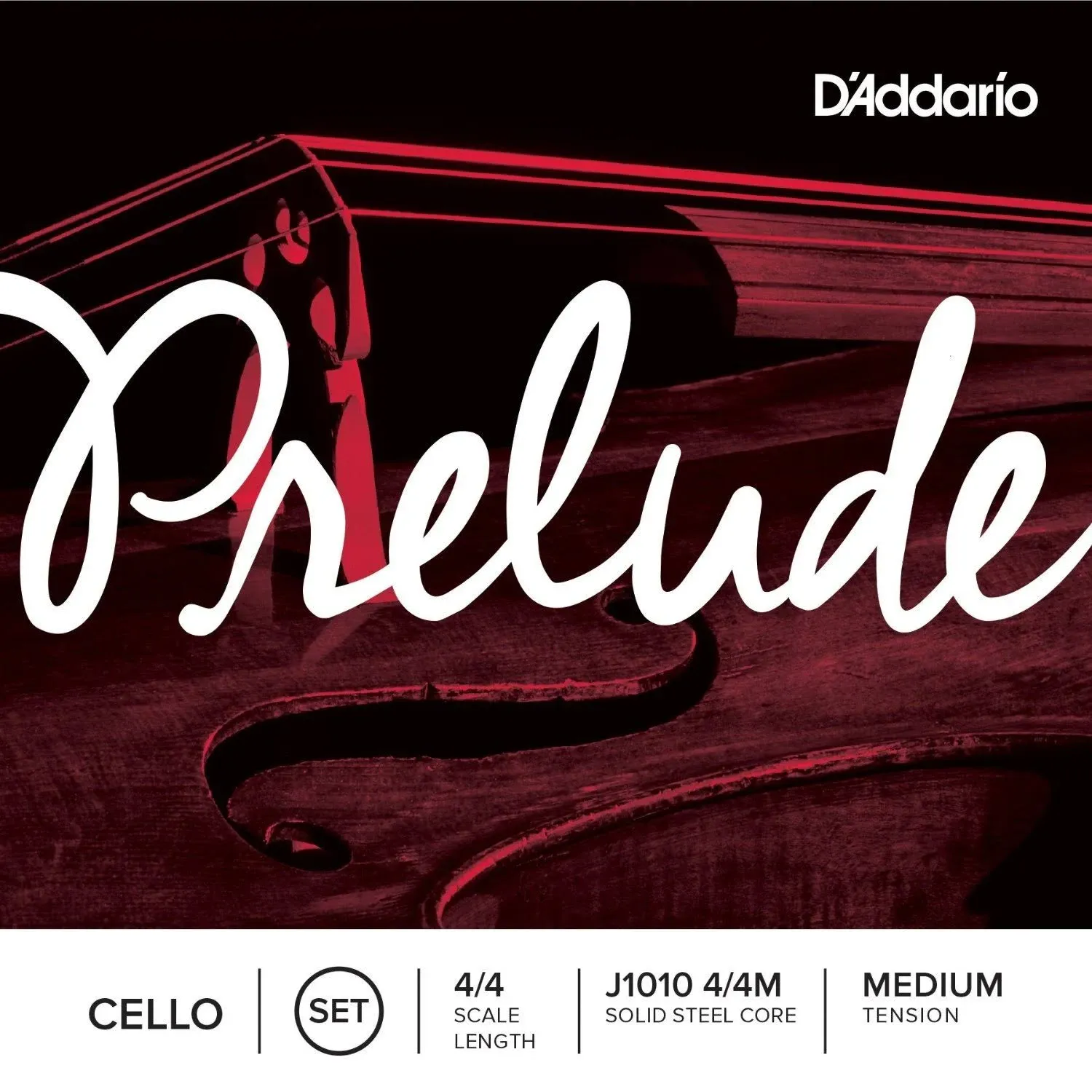 D’Addario J1010 Prelude Cello String Set, 4/4 Scale Medium Tension 