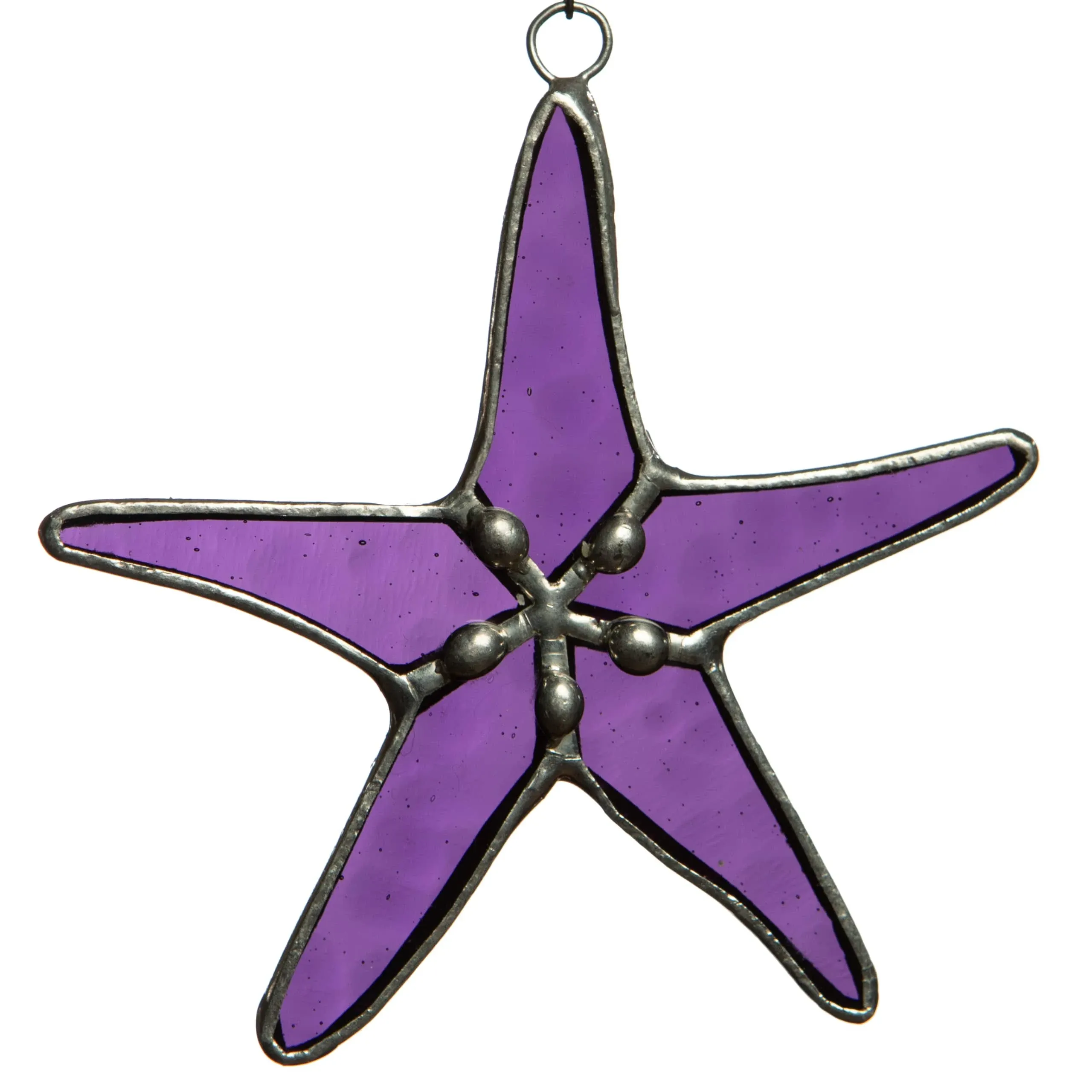 Stained Glass Starfish Suncatcher Purple 3" Coastal Home Decor, Bedroom Decor