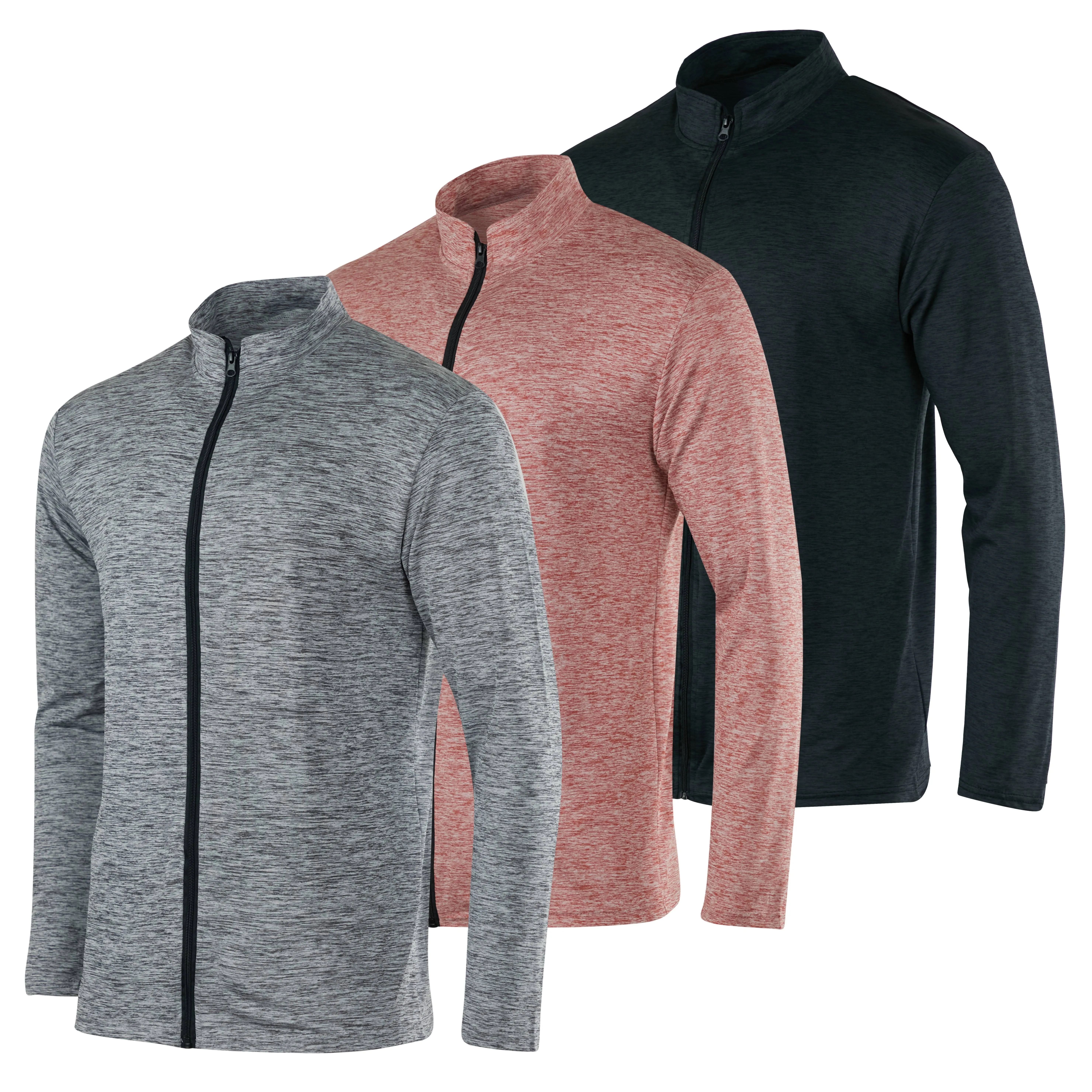 Real Essentials 3 Pack: Mens Dry-Fit Long Sleeve Full Zip Hoodie & Jacket ...