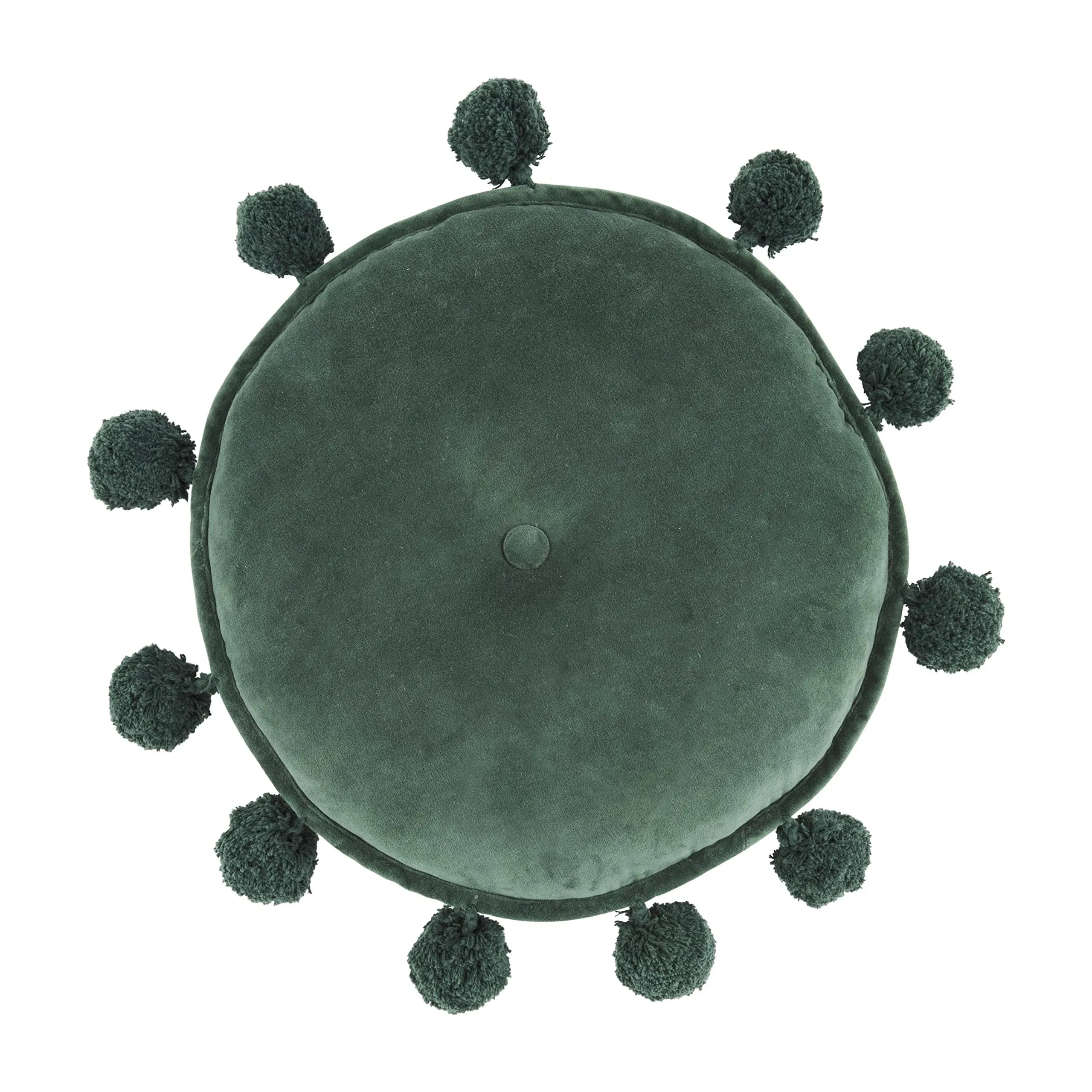 Green Round Velvet Pom Pillow