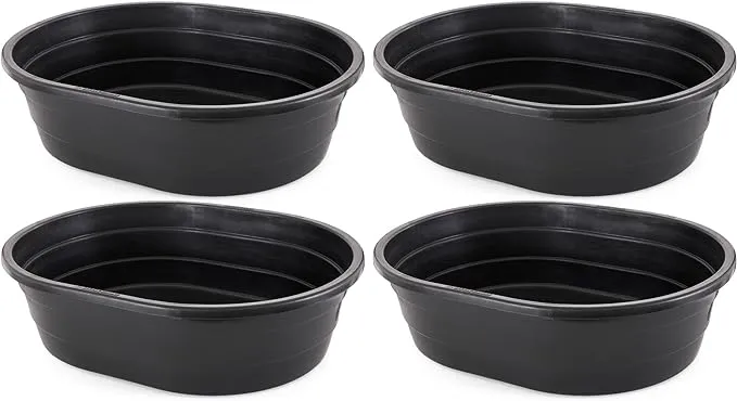 Little Giant ST15 15 Gallon Molded Poly Plastic Oval Stock Water Tank Trough for Cattle, Horses, and Other Livestock Animals, Black (4 Pack)