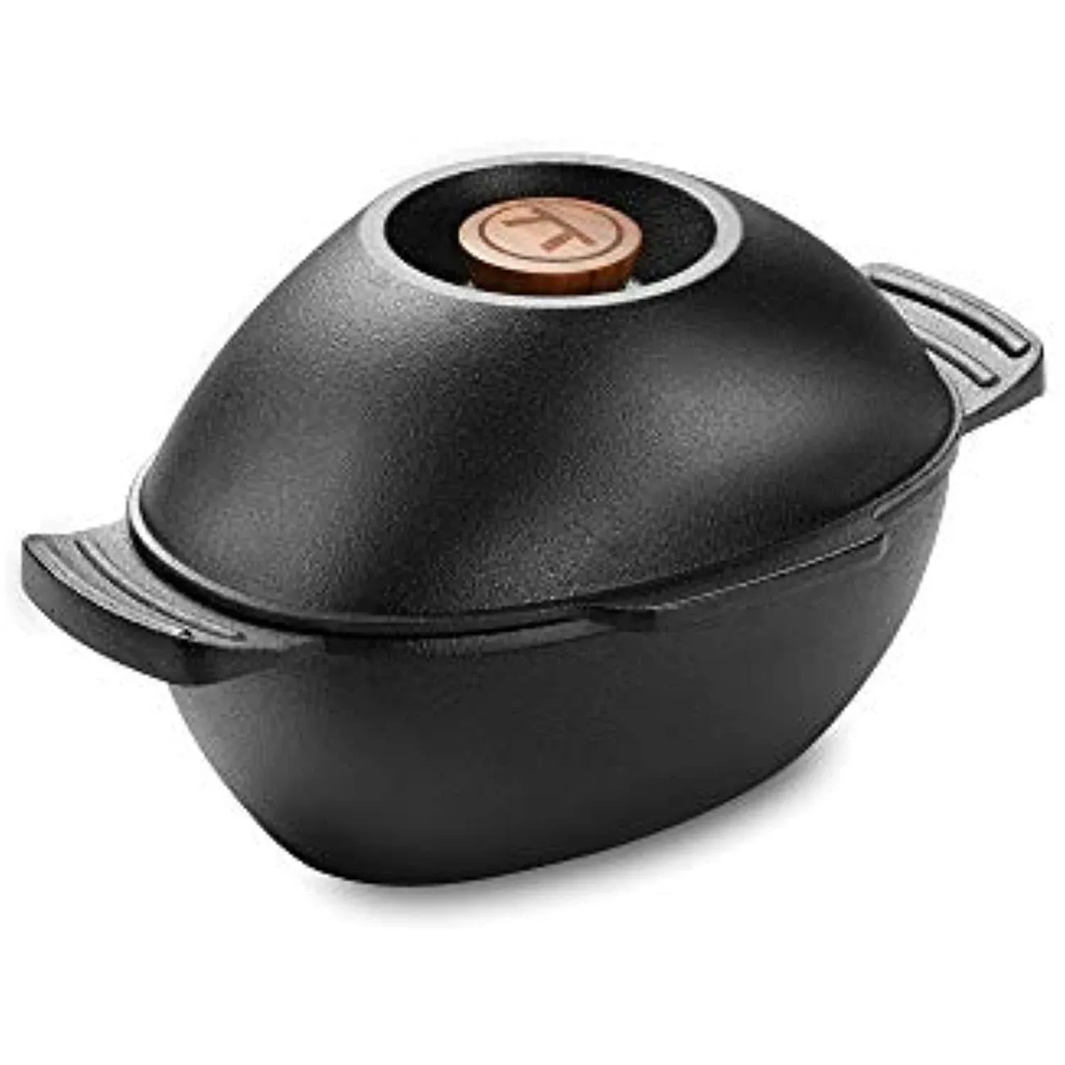 Outset Cast Iron Seafood and Mussel Pot with Lid for Empty Shells, 2.5 Quart