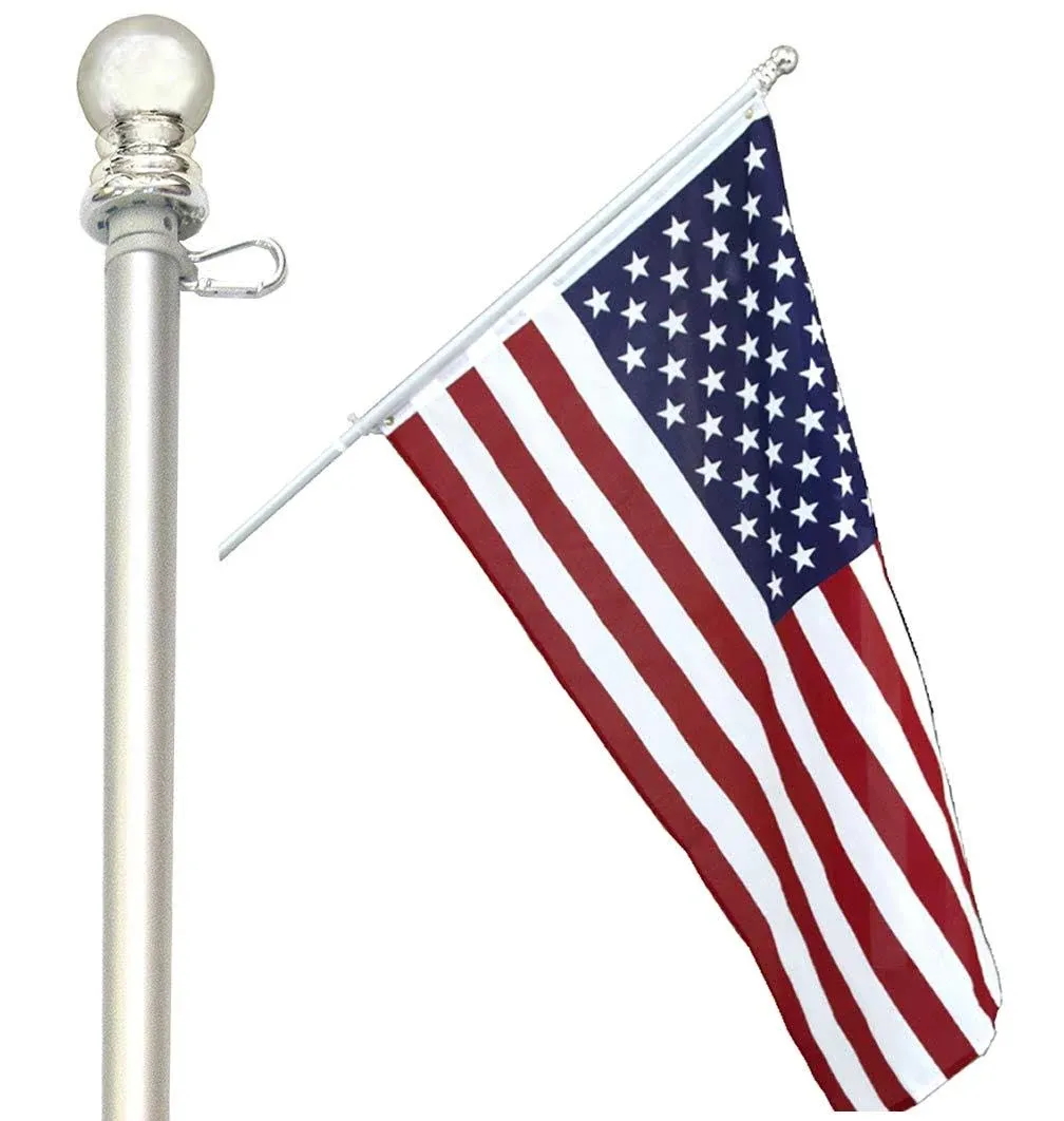 American Signature 6 ft Flag Pole for House - Heavy-Duty Aluminum Tangle Free ...