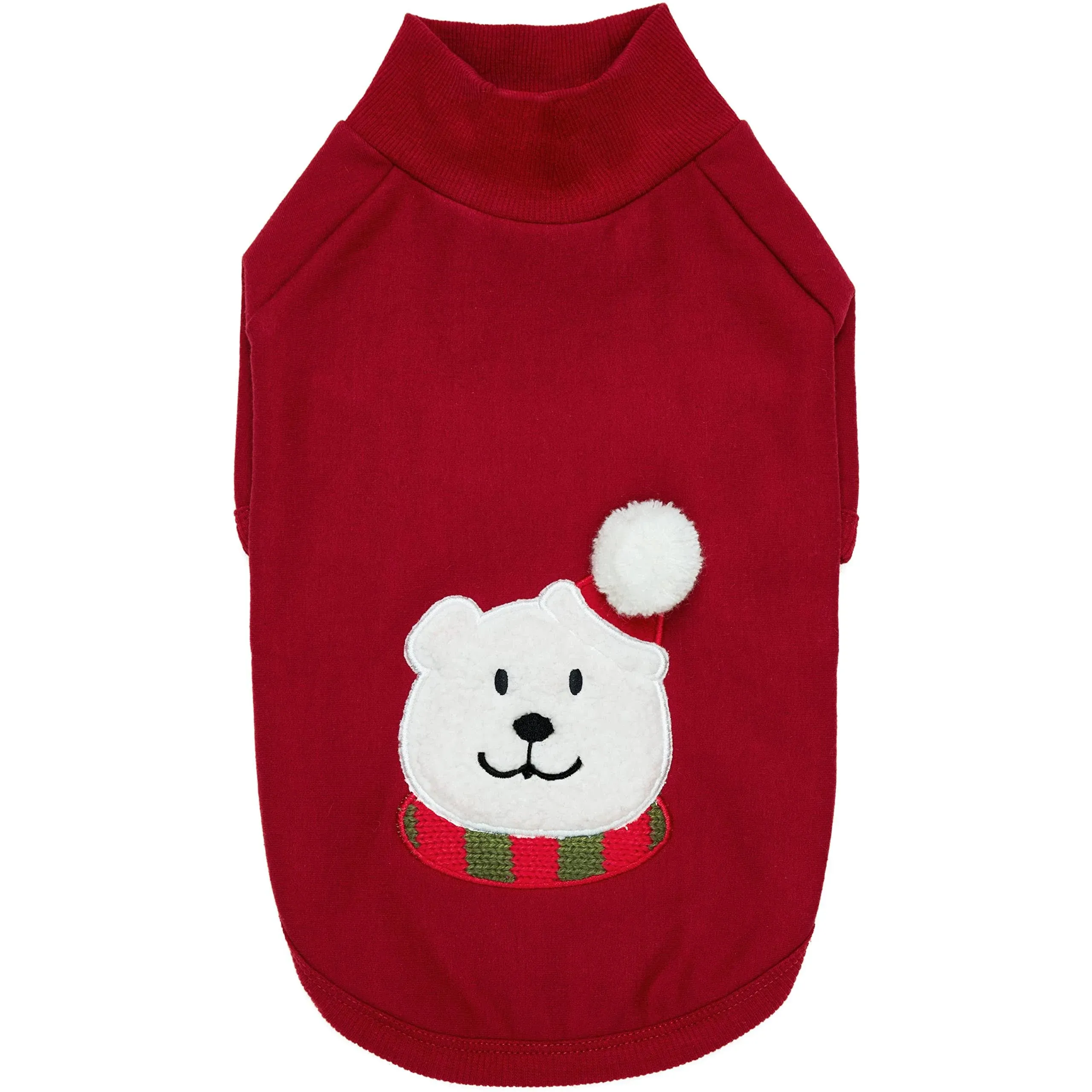 Blueberry Pet Soft & Comfy Merry Christmas Holiday Festive Bear Pullover Turtleneck Fall Winter Dog Sweatshirt Coat, Back Length 18", Warm Clothes for Large Dogs