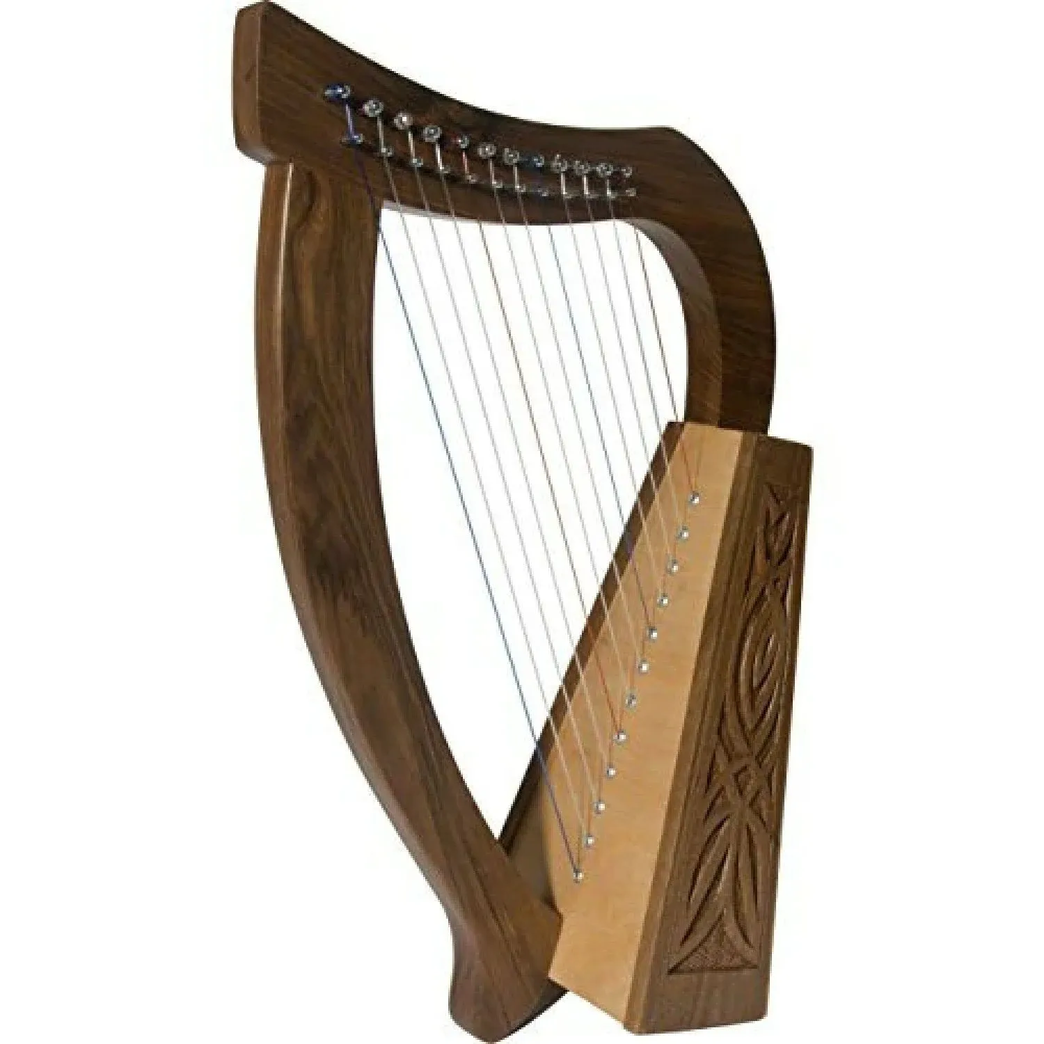 Mid-East HPBYW-K Roosebeck Baby Harp 12-String Knotwork, Walnut