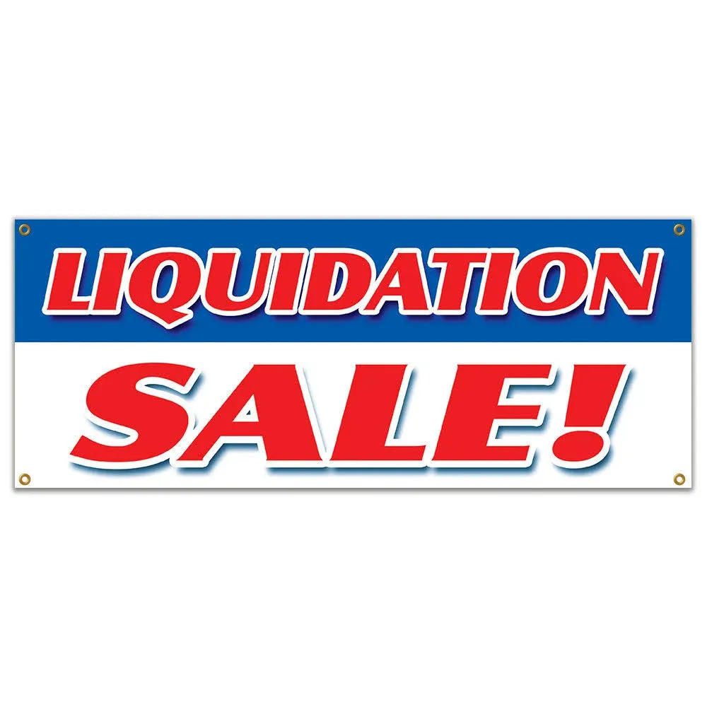 LIQUIDATION SALE BANNER SIGN 50% closing lease bankrupt moving must go