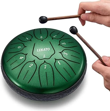 LEKATO Steel Drum 6 Inch 11 Note, Tongue Drum D Major Hand Chakra Drum for Entertainment Musical Education Zen Meditation Yoga, Gift for Families