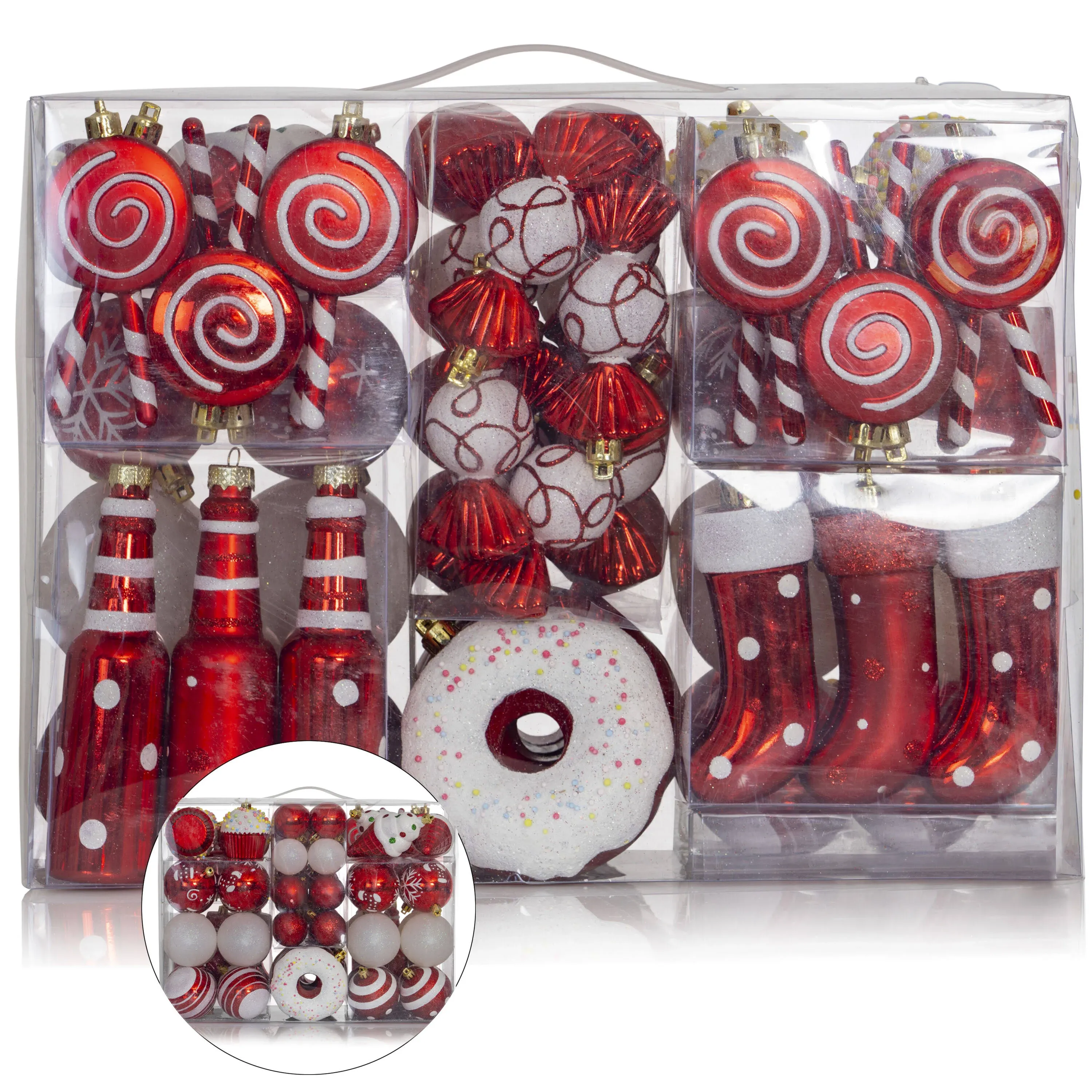 R N' D Toys Candycane Ornament Set – Christmas Candy Cane Shatterproof Balls and ...