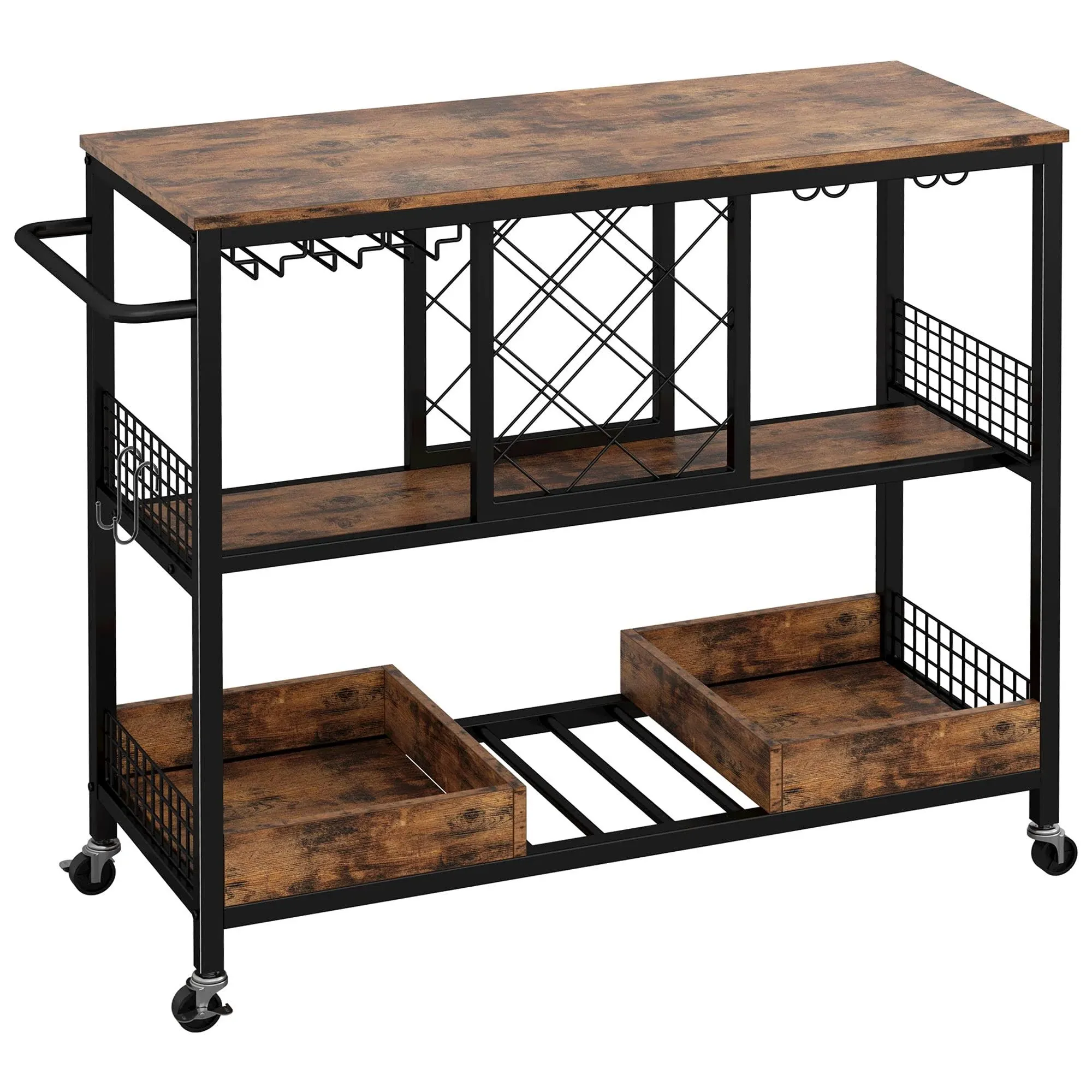 IRONCK Bar Cart, Industrial Serving Cart on Wheels Kitchen Storage Cart